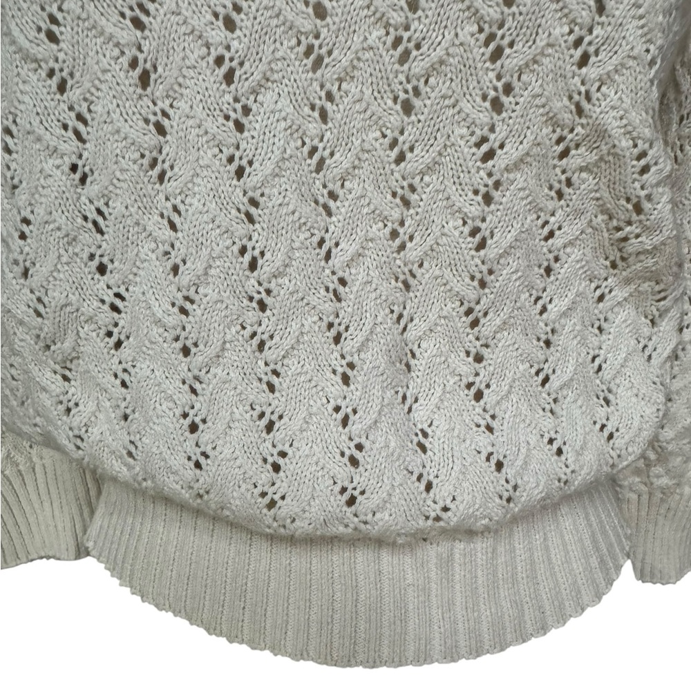 Late 1970s Ecru Cotton Blend Open-Knit w/Intricate Pointelle Design on Upper Che - Picture 3 of 5